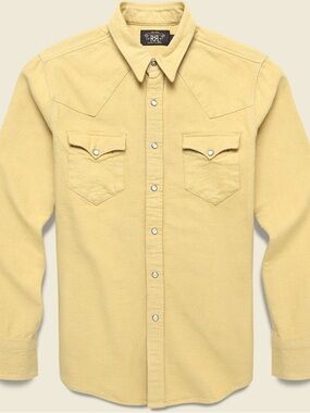 Ralph Lauren Double RL Pale Yellow Western Snap Shirt